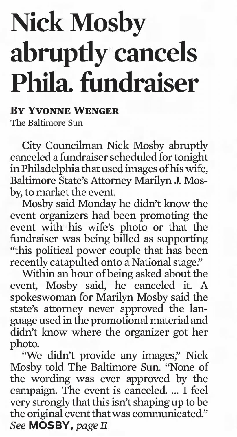 Nick Mosby abruptly cancels Phila. fundraiser
