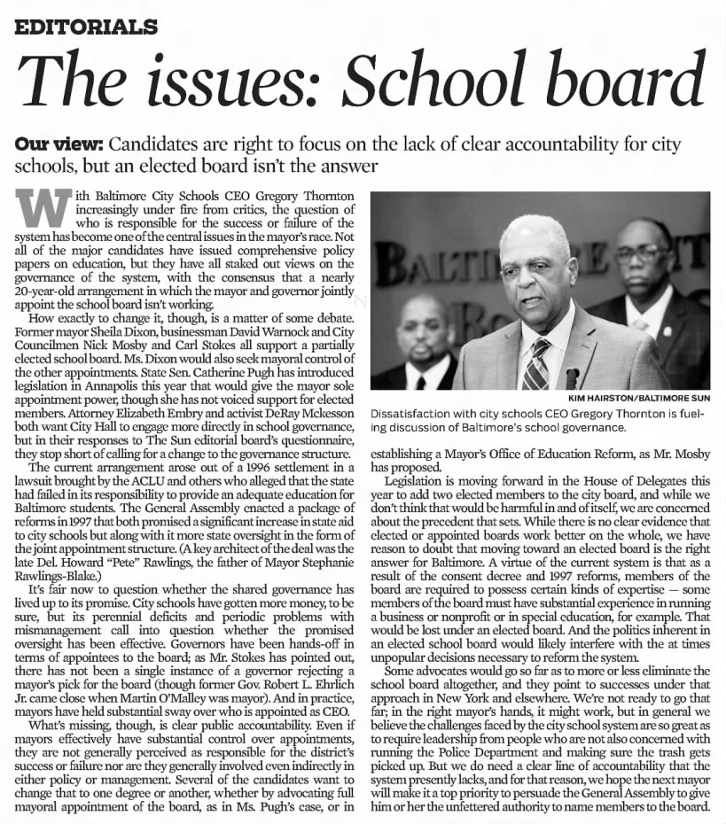 Editorials - The issues: School board