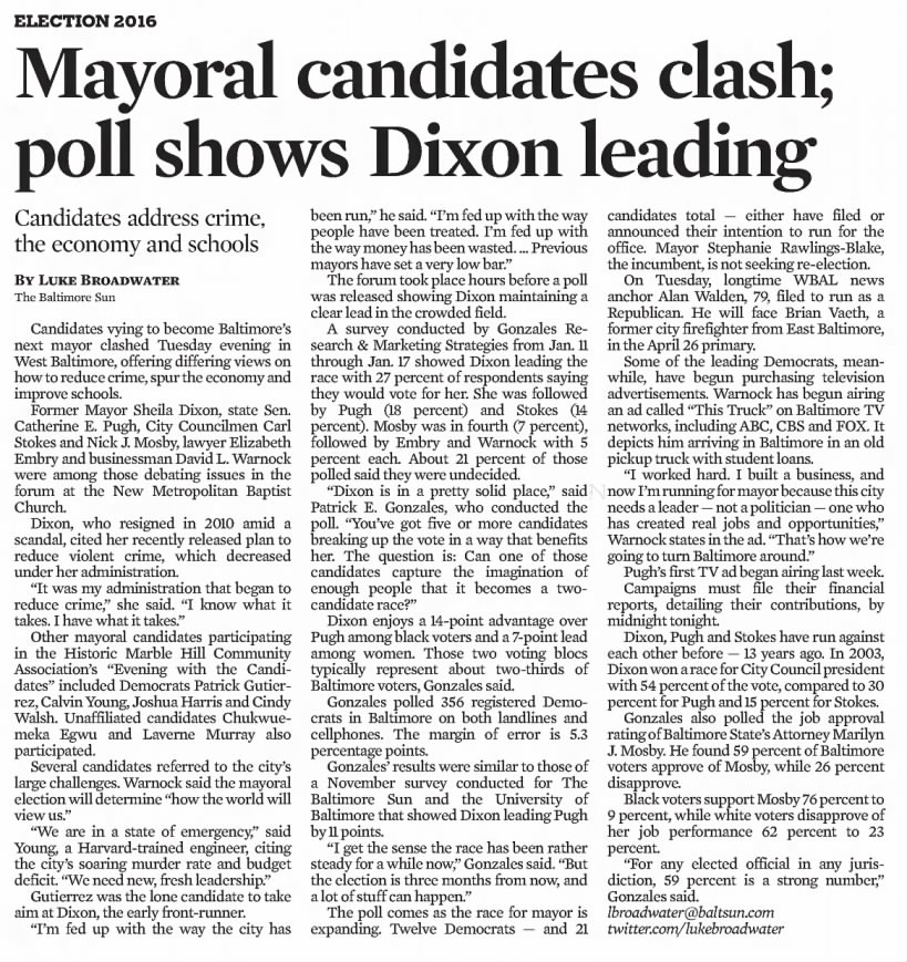 Mayoral candidates clash; poll shows Dixon leading