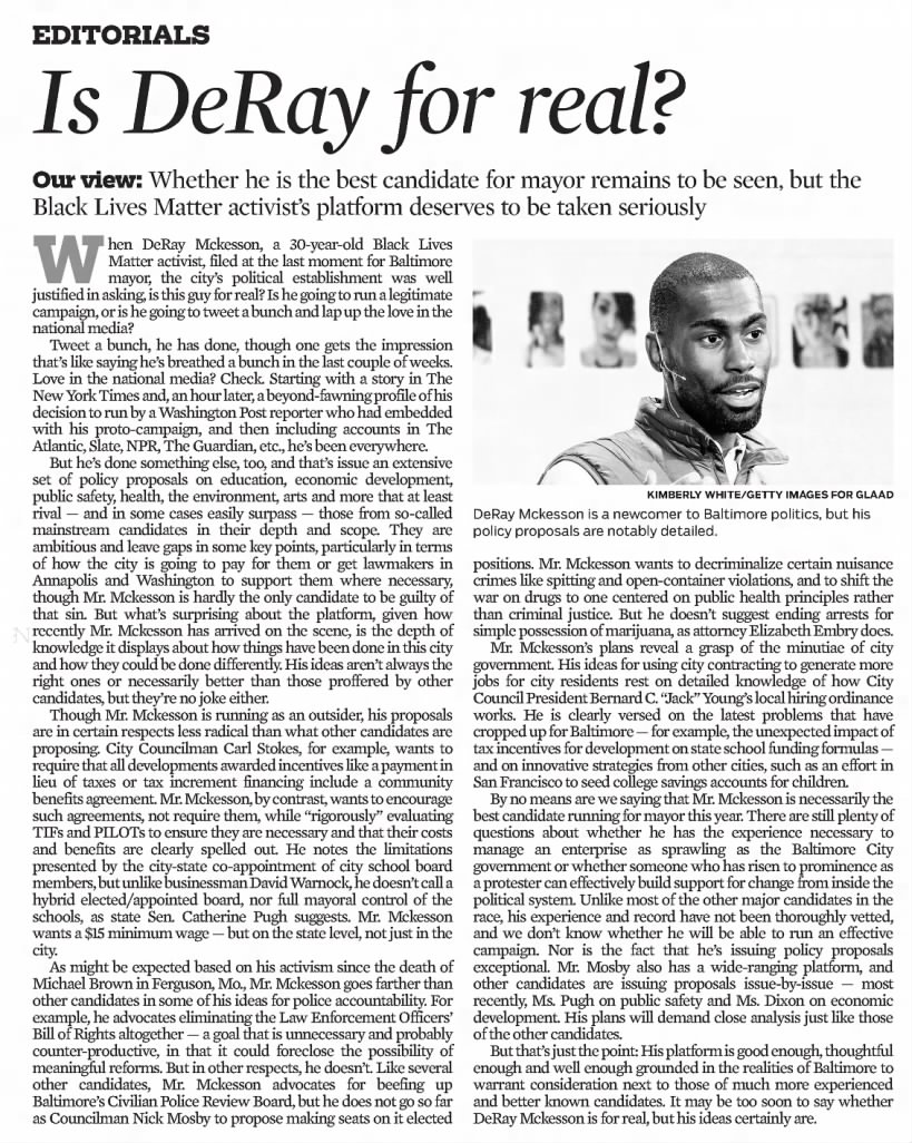 Editorials: Is DeRay for Real?