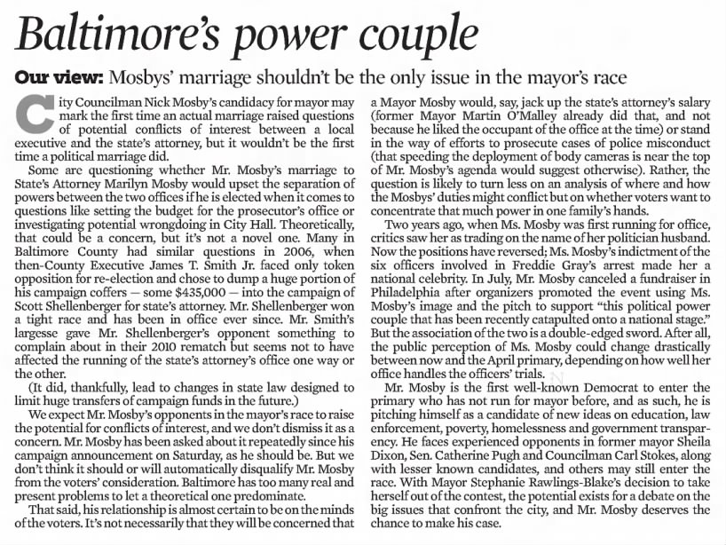 Baltimore's power couple