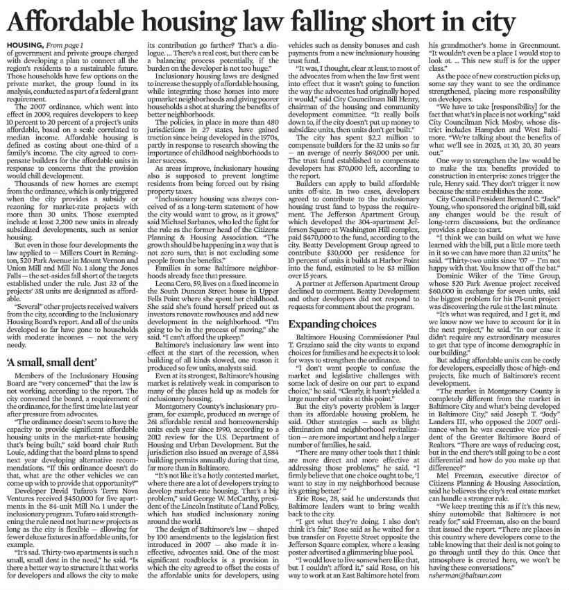 Affordable housing law falling short in city
