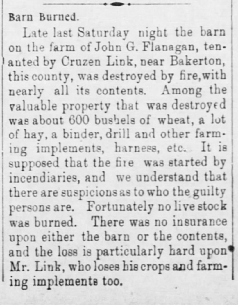 Flanagan Barn Burned