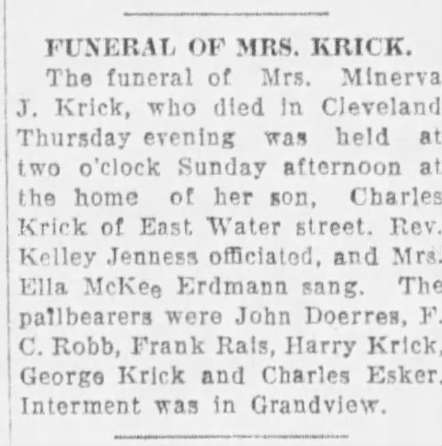 Mrs. Minerva J. Krick April 6, 1925