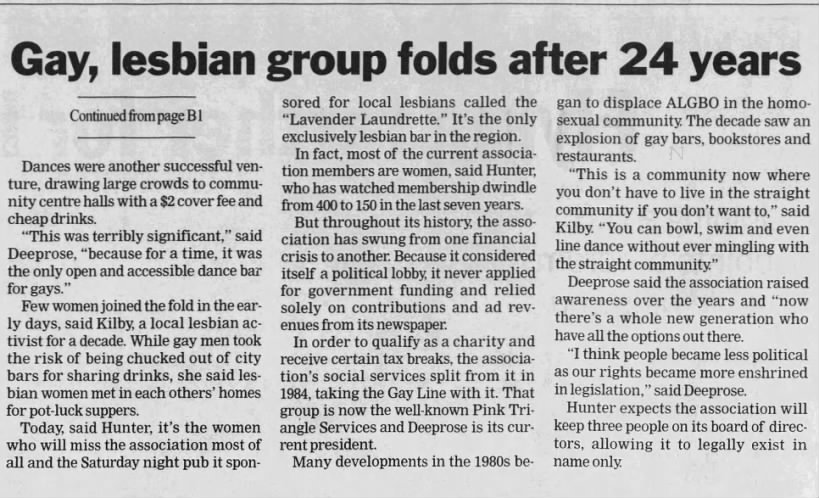 Gay, lesbian group folds after 24 years (part 2)