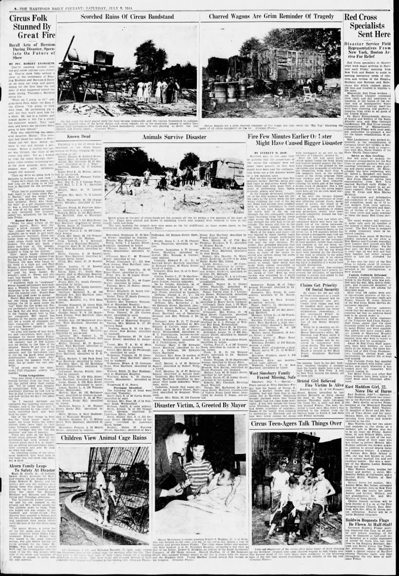 Hartford Circus Fire - from Hartford Courant 08 Jul 1944