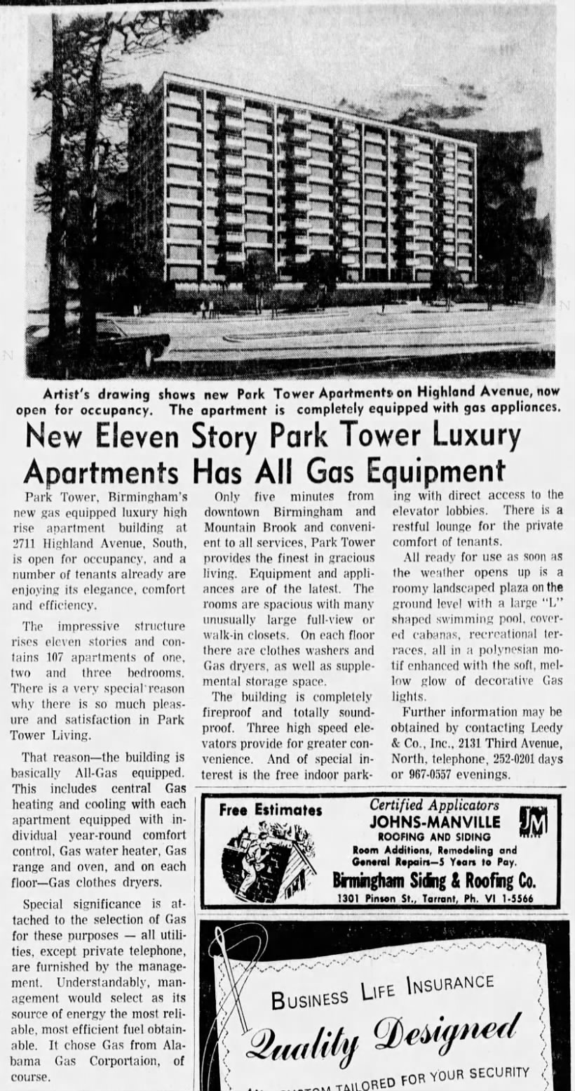 New Eleven Story Park Tower Luxury Apartments Has All Gas Equipment