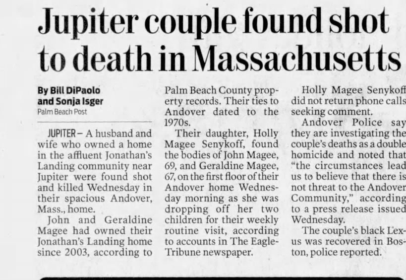 Jupiter Couple Found shot to death in Massachusetts