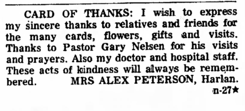 Grandma Sends Card of Thanks for Illness 1966