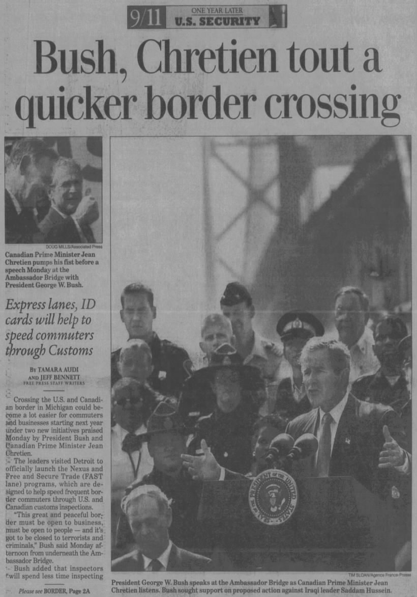 Bush, Chretien tout a quicker border crossing