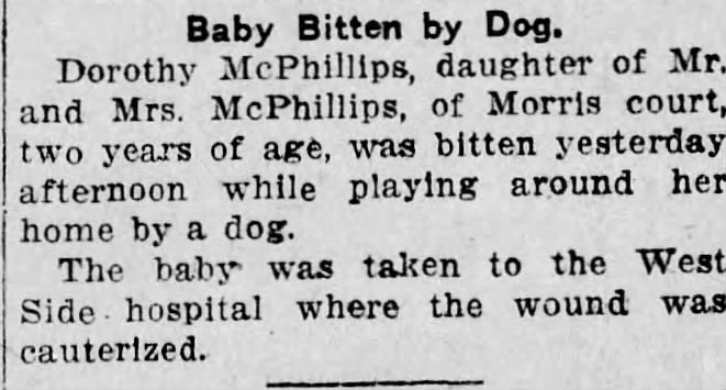 Dorothy McPhillips bit by dog