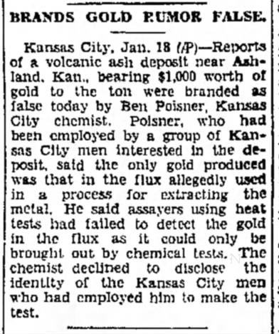 Story about Ben Poisner in his role as a chemist in 1934