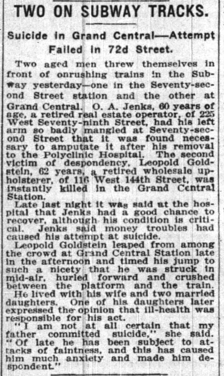 Possible death record for Leopold Goldstein in 1914