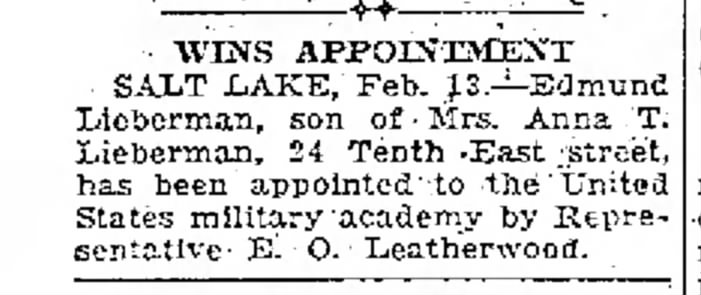 Edmund Lieberman
West Point Appointment