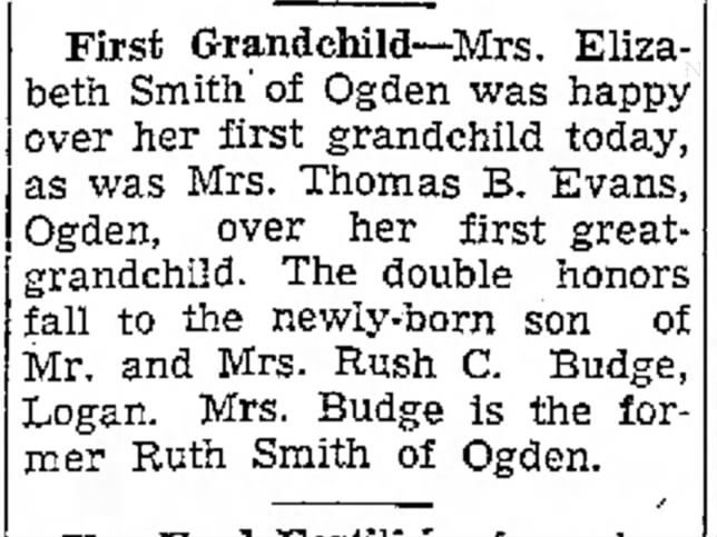 birth of son of Rush C. Budge