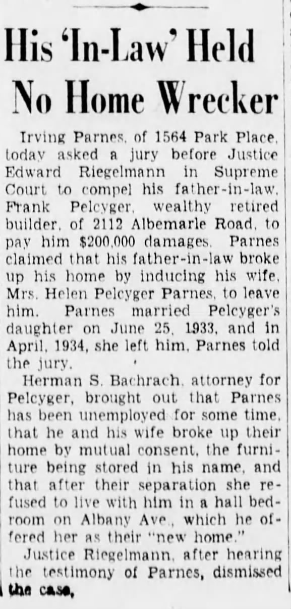 Irving Parnes & Helen Pelcyger divorce story