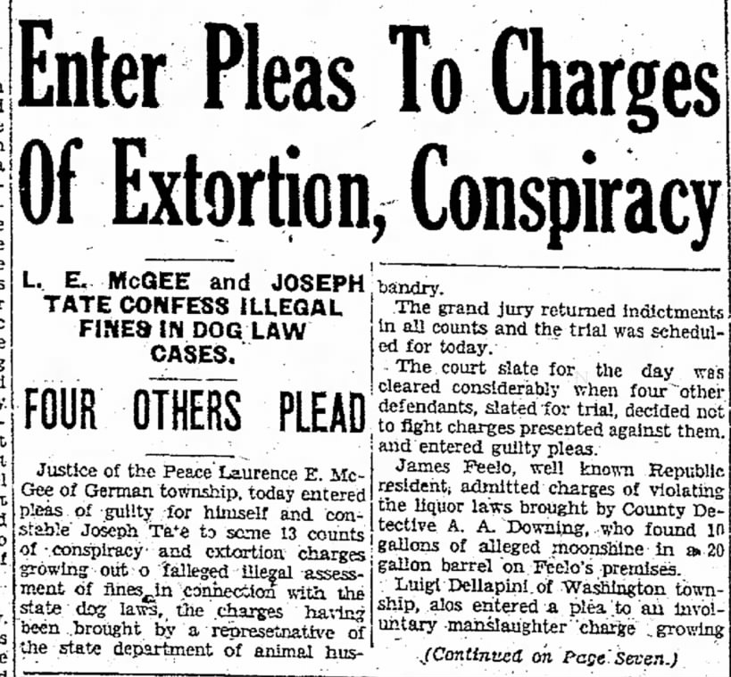 Joseph Tate Constable Pleads Guilty 05 Dec 1930