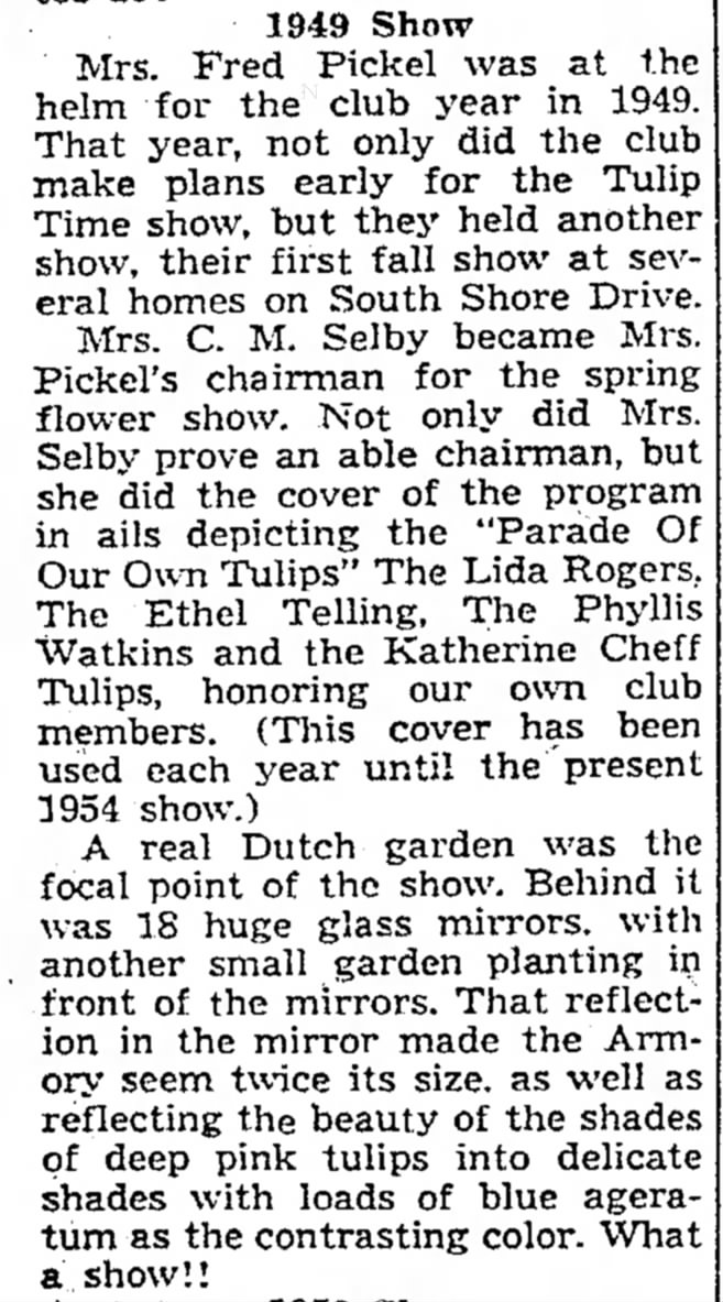 Annual Flower Show, Agnes Selby, pg 10, Wednesday 