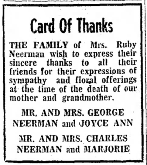 The Atchison Daily Globe; Friday; 14 Feb 1958; pg 11- Neerman, Ruby (Winterringer)