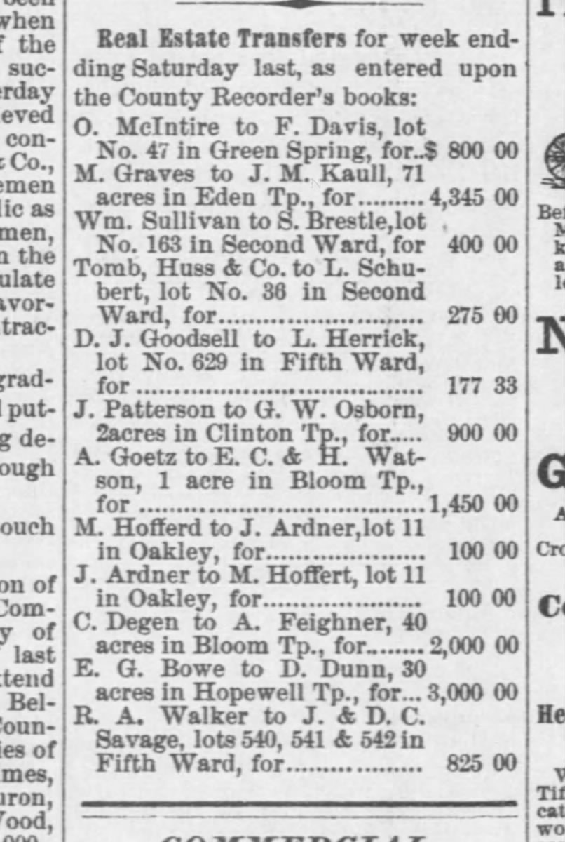 Tiffin Tribune 9 February 1871