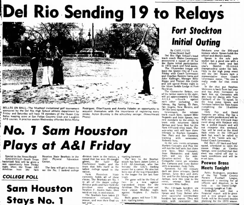 Andy Falls participates in track and field, Feb 1973