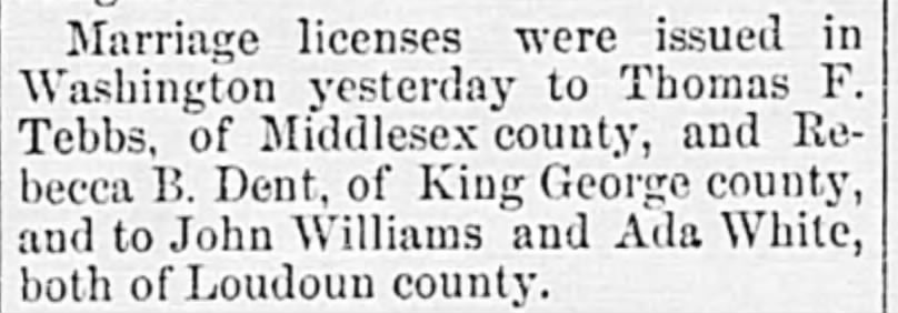 Alexandria Gazette (Alexandria, Virginia) 27 June 1893, page 3, col. 3