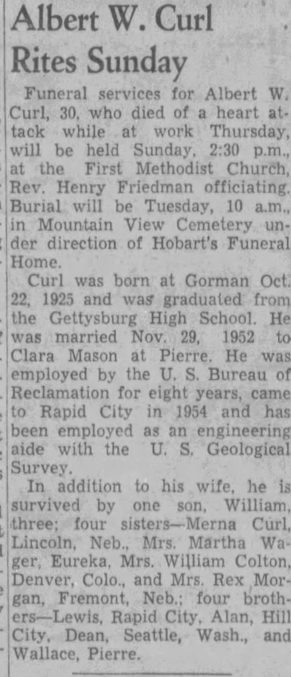 Obituary for Albert W. Curl