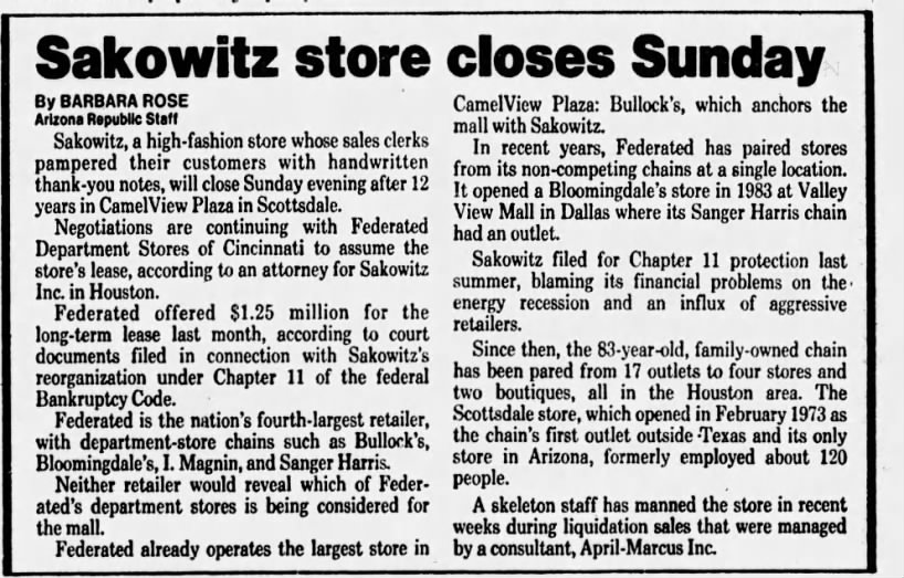 Sakowitz store closes Sunday