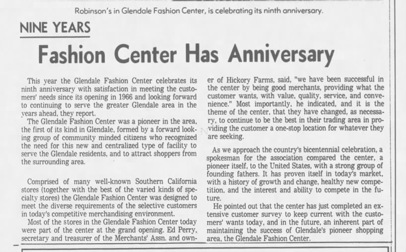 Glendale Fashion Center Has Anniversary