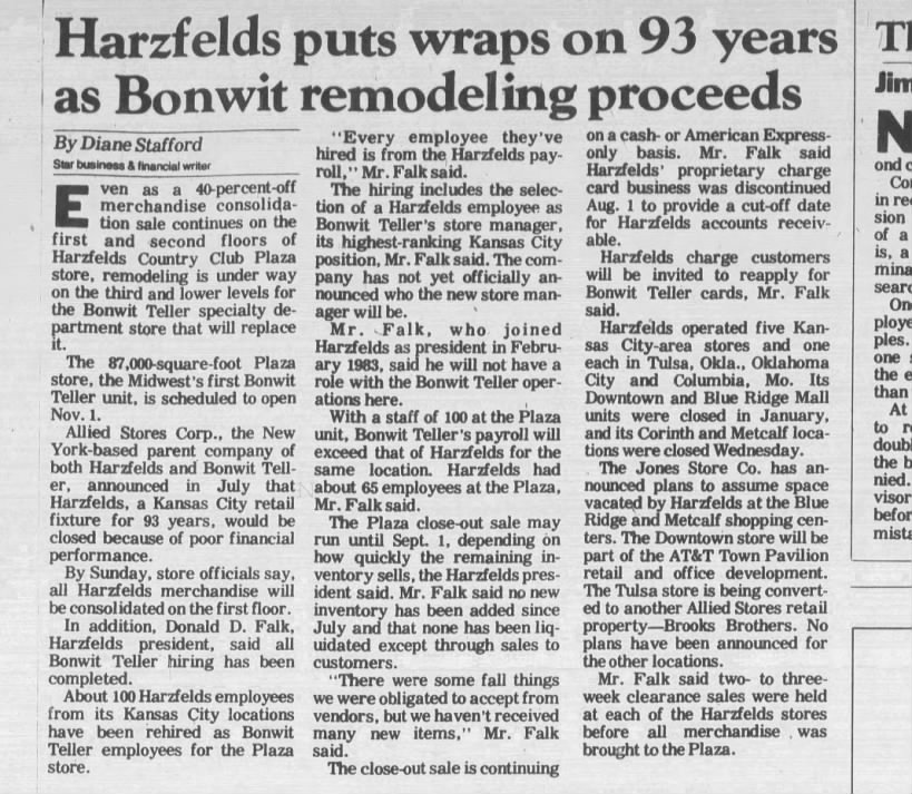 Harzfelds puts wraps on 93 years as Bonwit remodeling proceeds