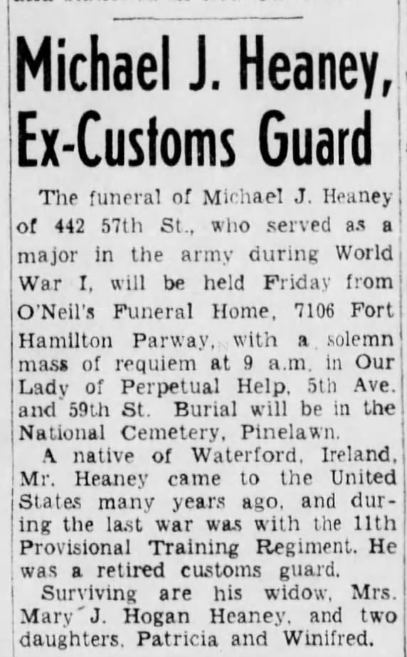 Brooklyn Daily Eagle, 3/21/1945, page 13; Pinelawn