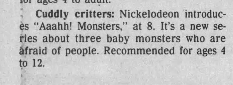 Aaahh! Real Monsters Series Premiere Oct 29 1994