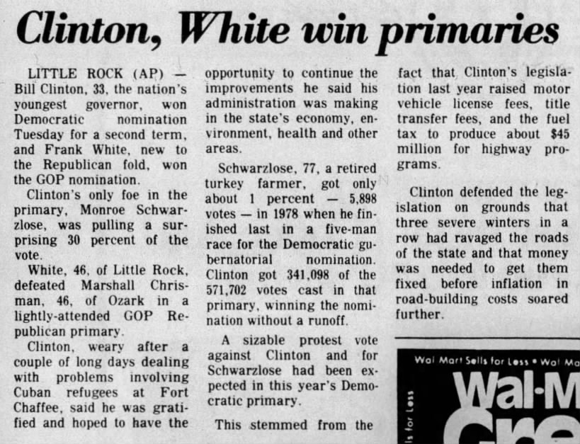 Clinton, White win primaries