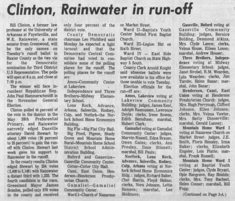 Clinton, Rainwater in run-off