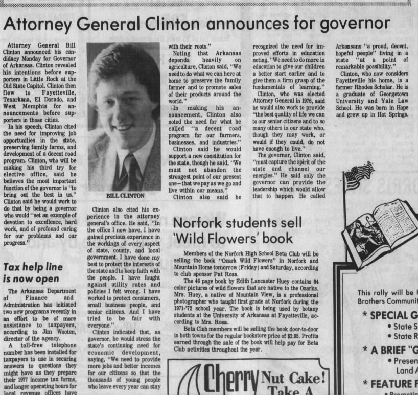 Attorney General Clinton announces for governor