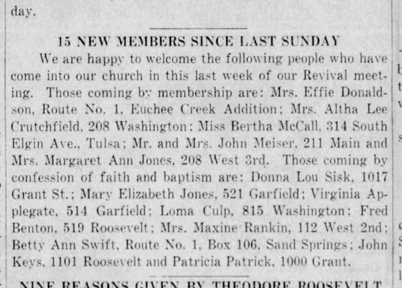 First Christian Church Maxine new member