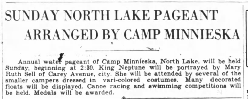 North Lake, Camp Minnieska events