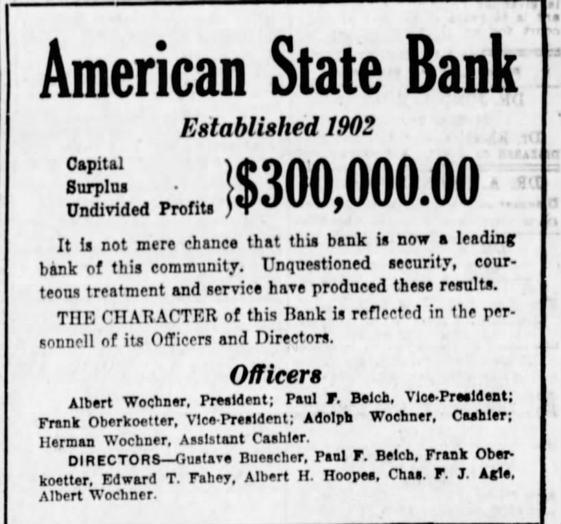 American Bank ad 10 May 1918
