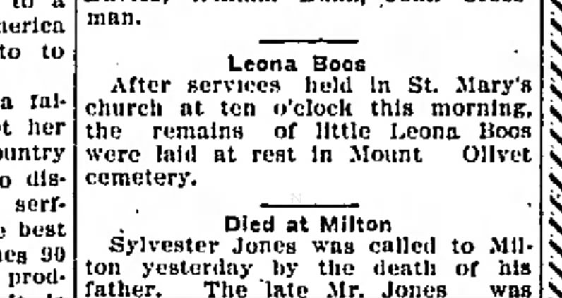 Leona Boos funeral and burial