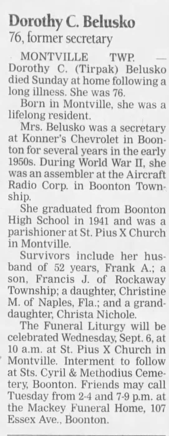 Obituary for Dorothy C. Belusko