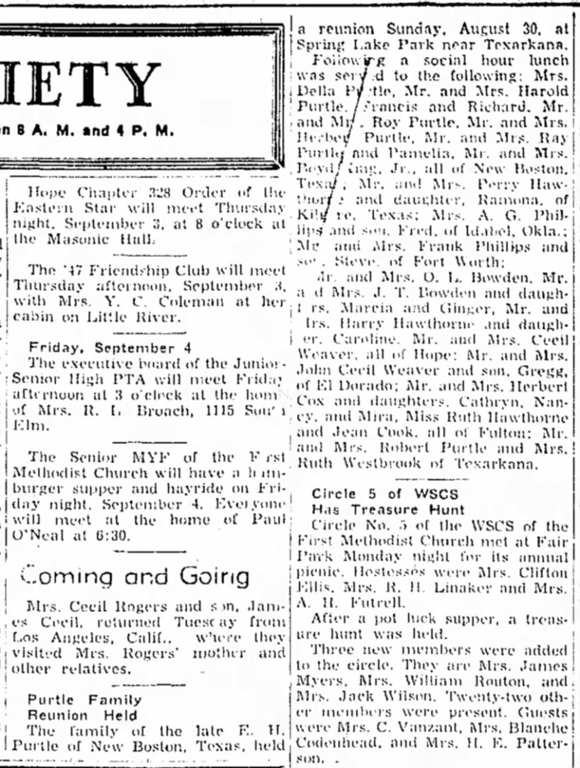 Hope Star p1, 2 Sept 1953, Ruth Hawthorne of Fulton
