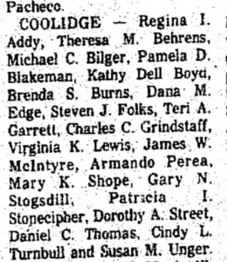 Addy Regina CAC students on Dean's List 19 Feb 1975 p16