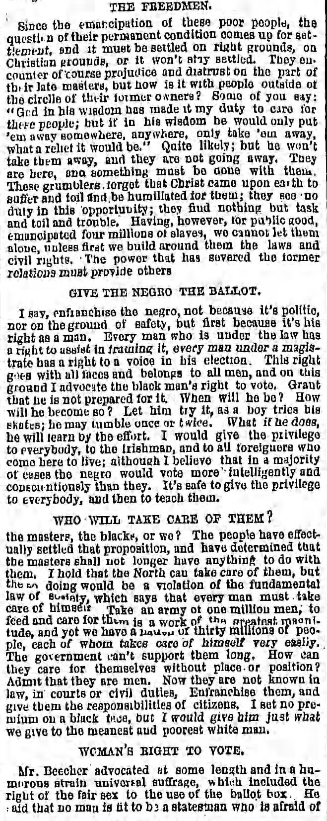 Henry W. Beecher; intersectionality; suffrage