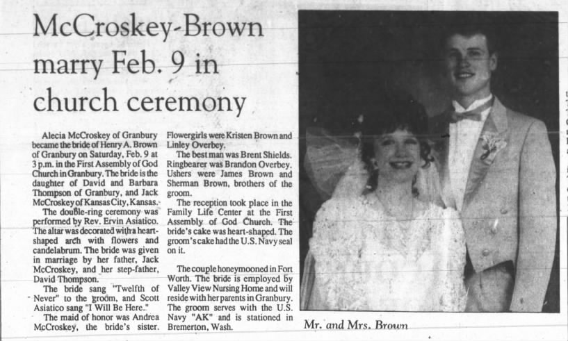 Henry A Brown wedding