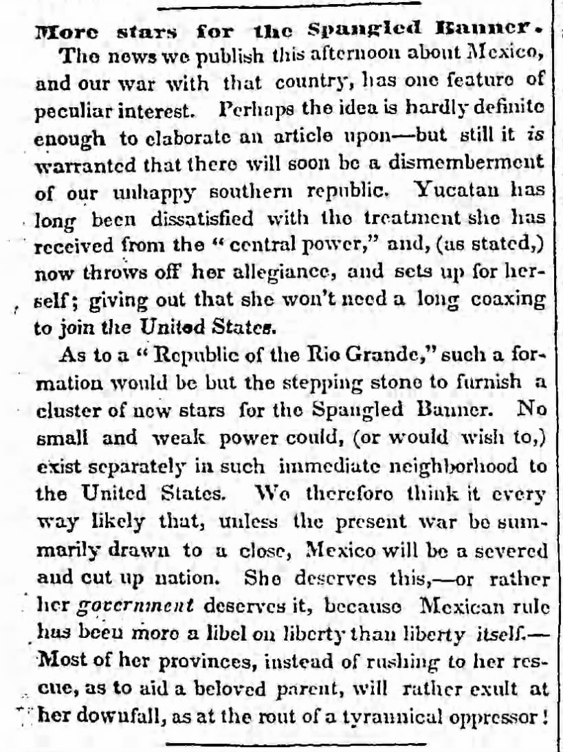 Walt Whitman editorial on the Mexican-American War
