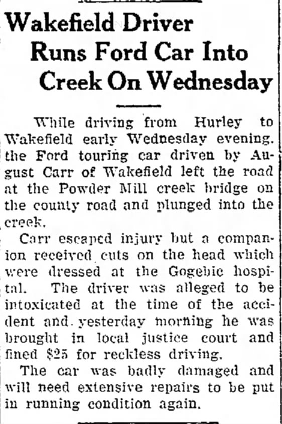 August Carr automobile accident