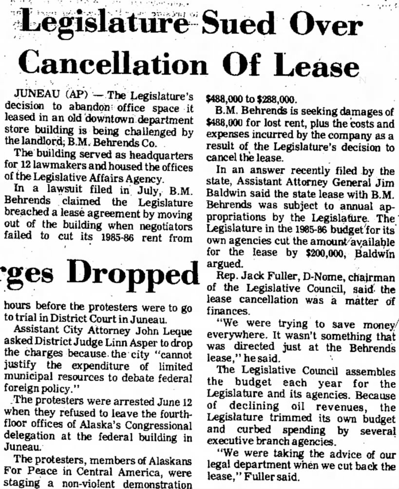 AP via Daily Sitka Sentinel, 1 October 1985