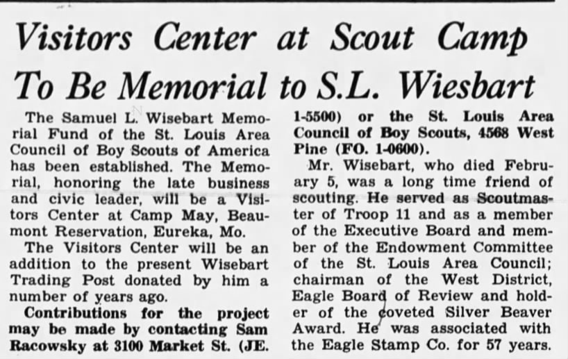 Samuel L. Wisebart, Scout Camp, St. Louis Jewish Light, 1967