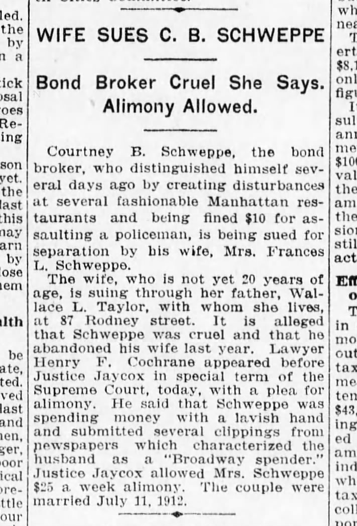 CBS divorce #1
Brooklyn Daily Eagle (Brooklyn NY)
Feb 9 1915 Tues