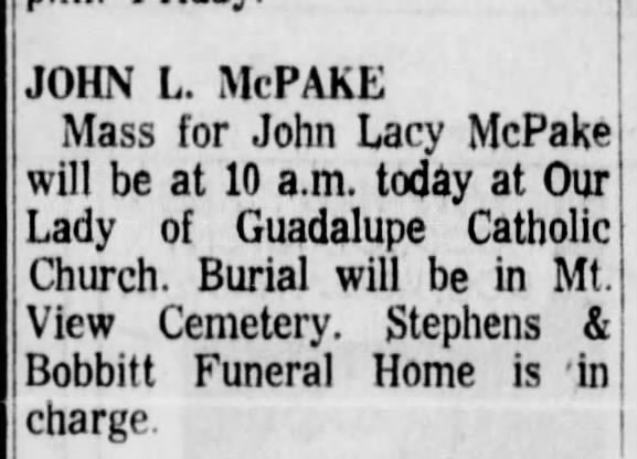 Jack McPake funeral Mass announcement